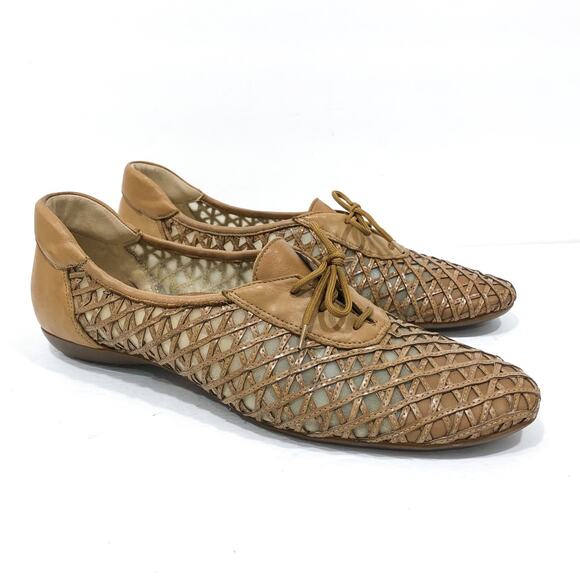 Taylor Swift Sesto Meucci Ban Lattice Leather Woven Lace Up Oxford Flats - Picture 13 of 13